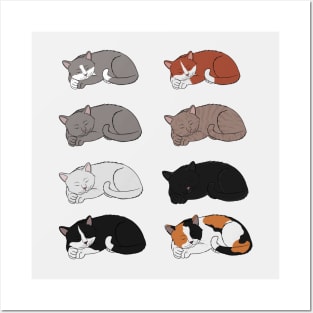 Sleeping Six Cats Posters and Art